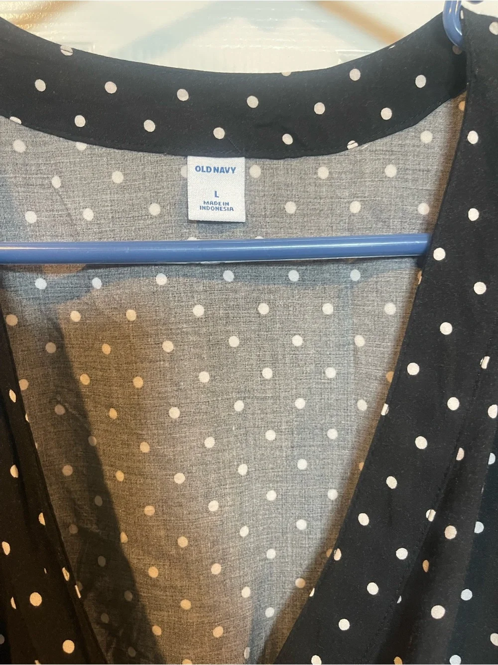 Old Navy Black Polka Dot Wrap Mini Dress Size Large